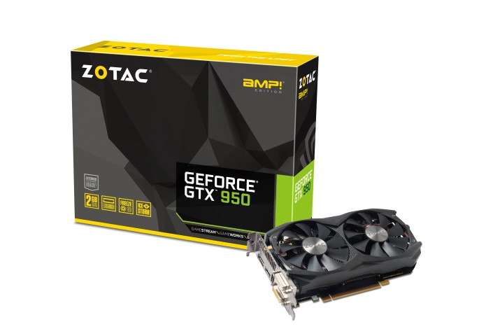 ZOTAC GeForce GTX 950 AMP 2gb ddr5 128- bits 1203/ 7020)Dual DVI + HDMI + DP